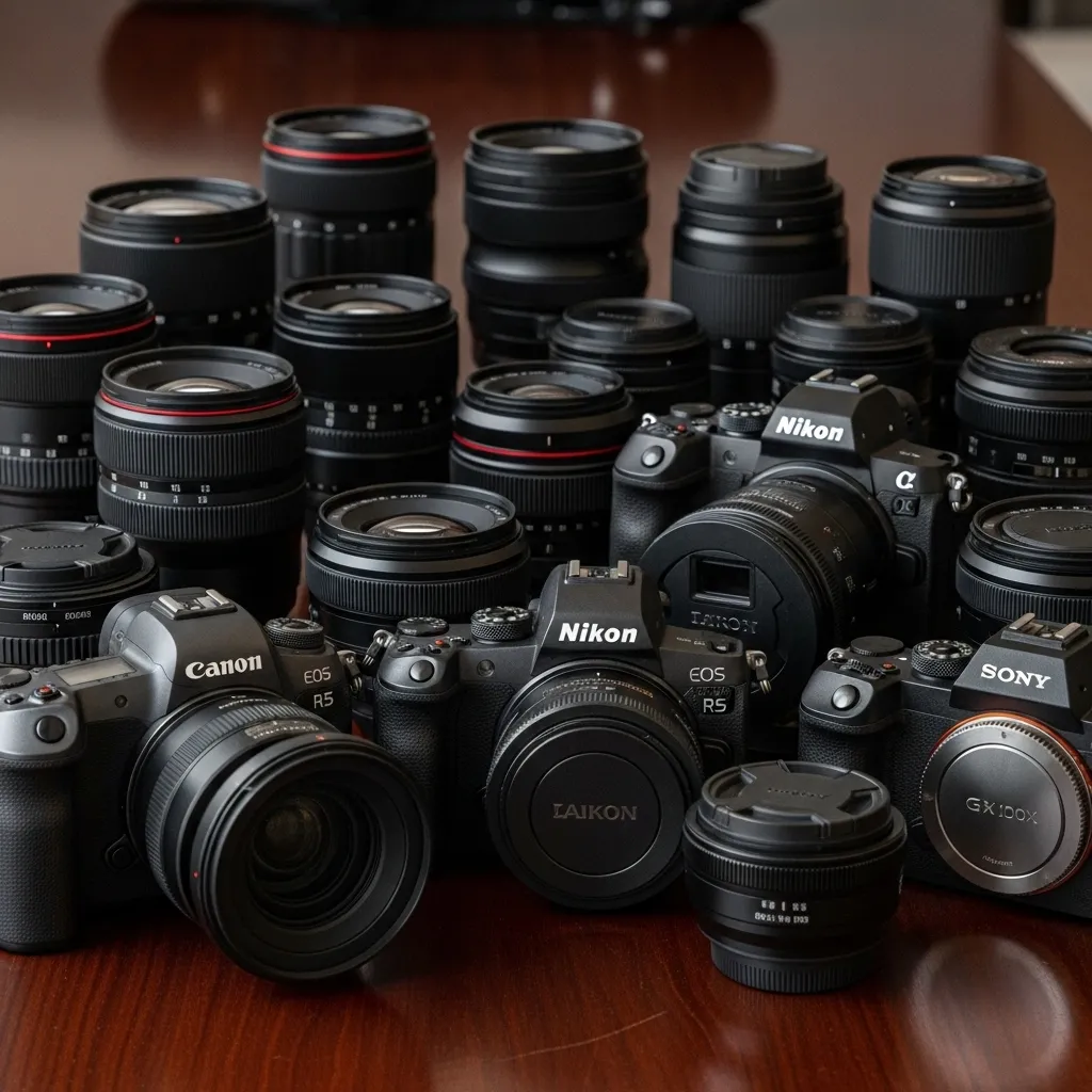 Professional cameras and lenses
